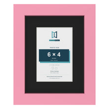 Baby Pink 9 x 7 inch picture frame with a black mount for a 6 x 4 inch photo