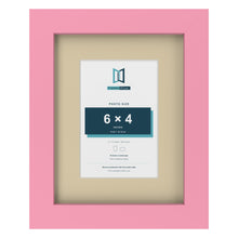 Baby Pink 9 x 7 inch picture frame with an ivory mount for a 6 x 4 inch photo