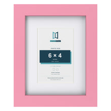 Baby Pink 9 x 7 inch picture frame with a white mount for a 6 x 4 inch photo