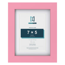 Baby Pink 9 x 7 inch picture frame with a white mount for a 7 x 5 inch photo