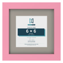 Baby Pink 9 x 9 inch picture frame with a Dawn Grey mount for a 6 x 6 inch photo