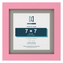 Baby Pink 9 x 9 inch picture frame with a Dawn Grey mount for a 7 x 7 inch photo