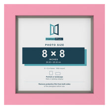Baby Pink 9 x 9 inch picture frame with a Dawn Grey mount for an 8 x 8 inch photo