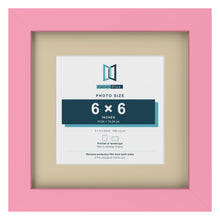 Baby Pink 9 x 9 inch picture frame with an ivory mount for a 6 x 6 inch photo