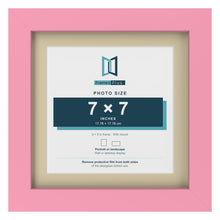 Baby Pink 9 x 9 inch picture frame with an ivory mount for a 7 x 7 inch photo