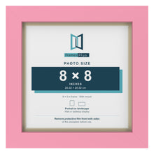 Baby Pink 9 x 9 inch picture frame with an ivory mount for an 8 x 8 inch photo