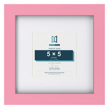 Baby Pink 9 x 9 inch picture frame with a white mount for a 5 x 5 inch photo