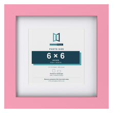 Baby Pink 9 x 9 inch picture frame with a white mount for a 6 x 6 inch photo