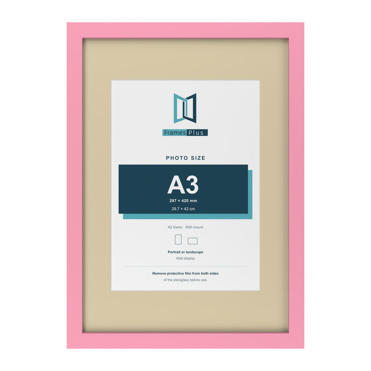 Baby Pink A2 picture frame with an ivory mount for an A3 photo