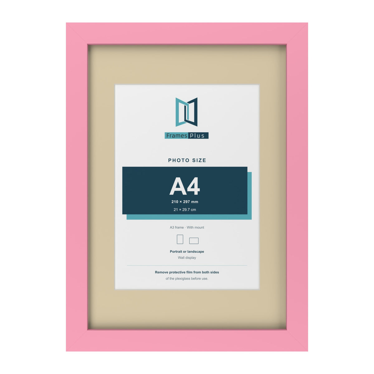 Baby Pink A3 picture frame with an ivory mount for an A4 photo