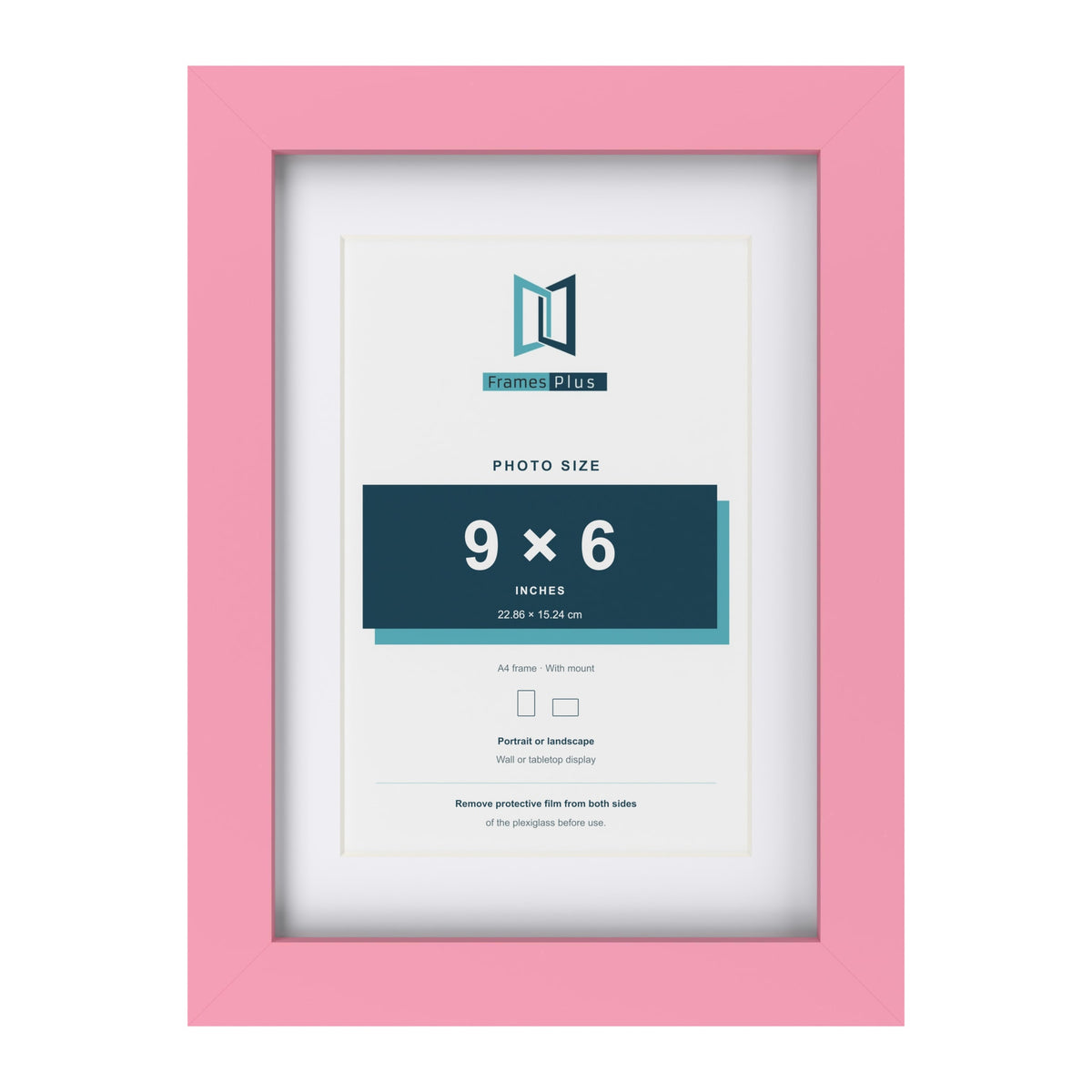 Baby Pink A4 picture frame with a white mount for a 9 x 6 inch photo