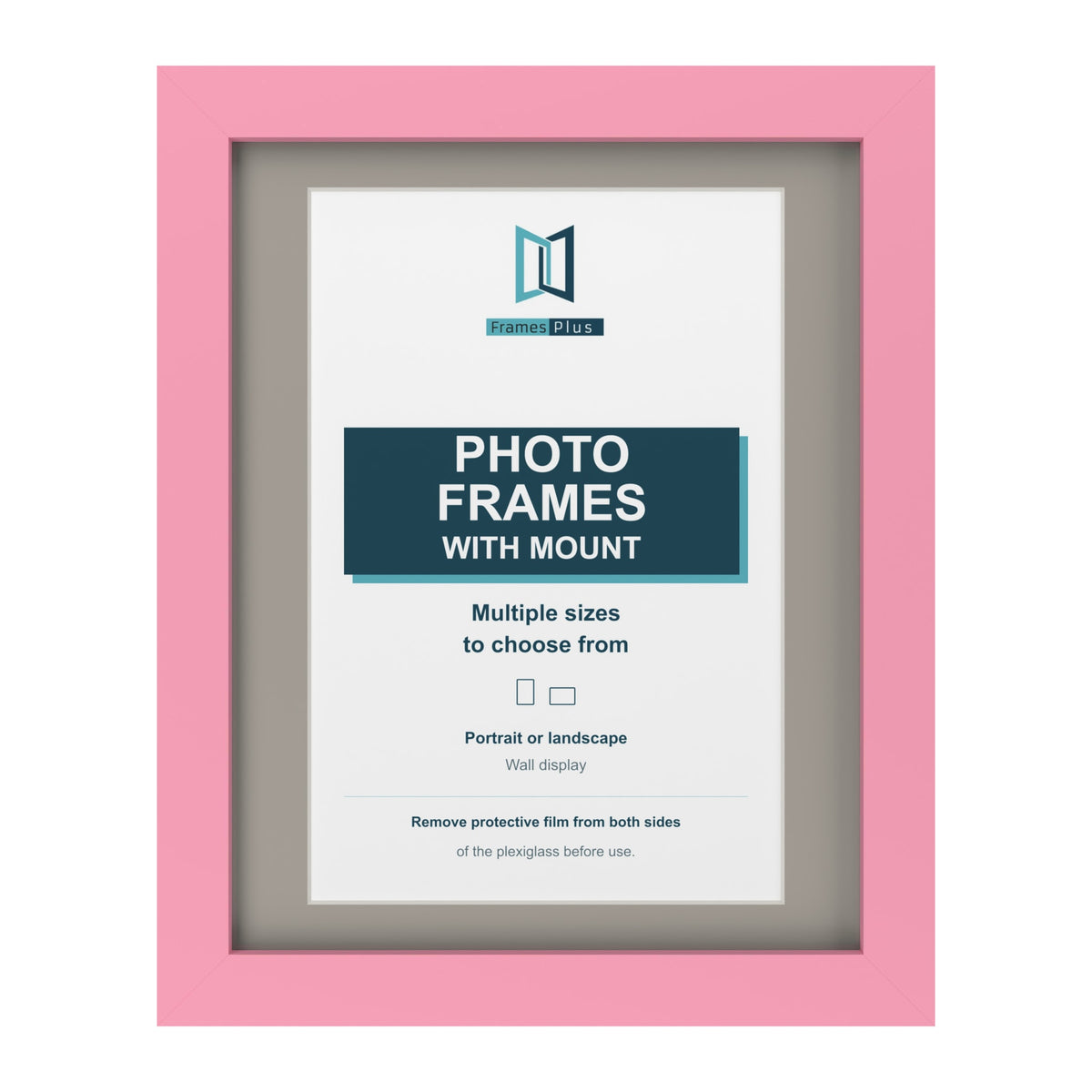 Baby Pink picture frame with a Dawn Grey mount