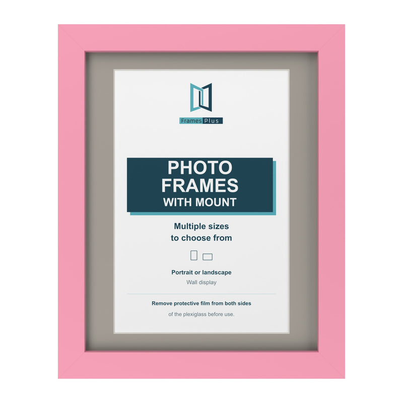 Baby Pink picture frame with a Dawn Grey mount