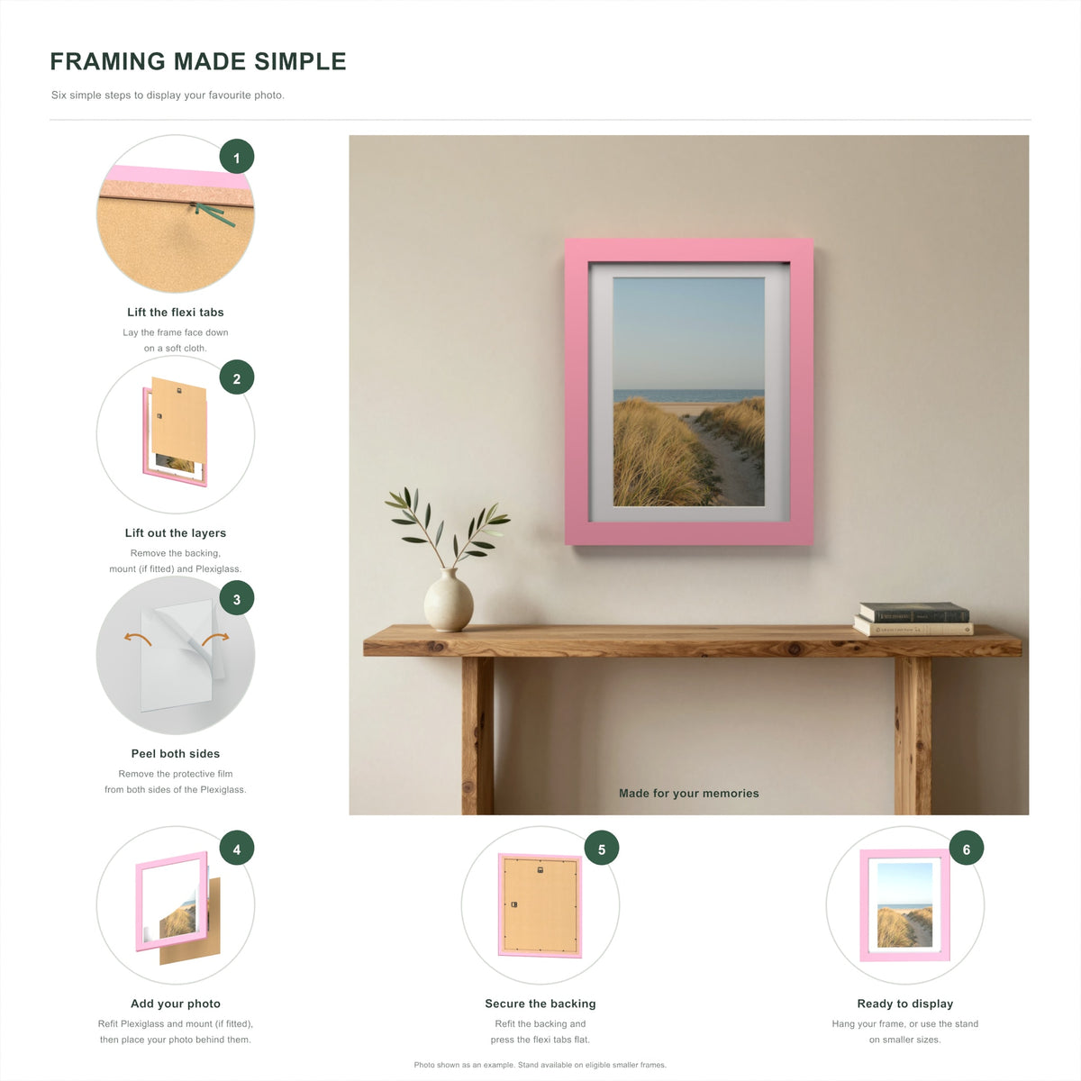 How to put a photo in a Baby Pink frame with a white mount in six steps
