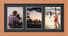 Beech Multi-Aperture Frame for 3 Photos 7x5" with Black Mount displaying photographs