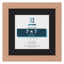 Beech 10 x 10 inch picture frame with a black mount for a 7 x 7 inch photo