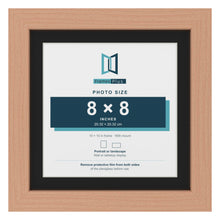 Beech 10 x 10 inch picture frame with a black mount for an 8 x 8 inch photo