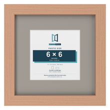 Beech 10 x 10 inch picture frame with a Dawn Grey mount for a 6 x 6 inch photo