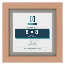 Beech 10 x 10 inch picture frame with a Dawn Grey mount for an 8 x 8 inch photo