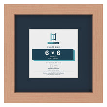 Beech 10 x 10 inch picture frame with a Pacific Blue mount for a 6 x 6 inch photo