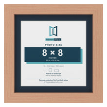 Beech 10 x 10 inch picture frame with a Pacific Blue mount for an 8 x 8 inch photo