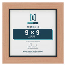 Beech 10 x 10 inch picture frame with a Pacific Blue mount for a 9 x 9 inch photo