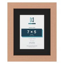 Beech 10 x 8 inch picture frame with a black mount for a 7 x 5 inch photo