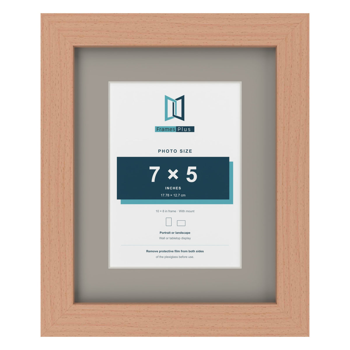 Beech 10 x 8 inch picture frame with a Dawn Grey mount for a 7 x 5 inch photo