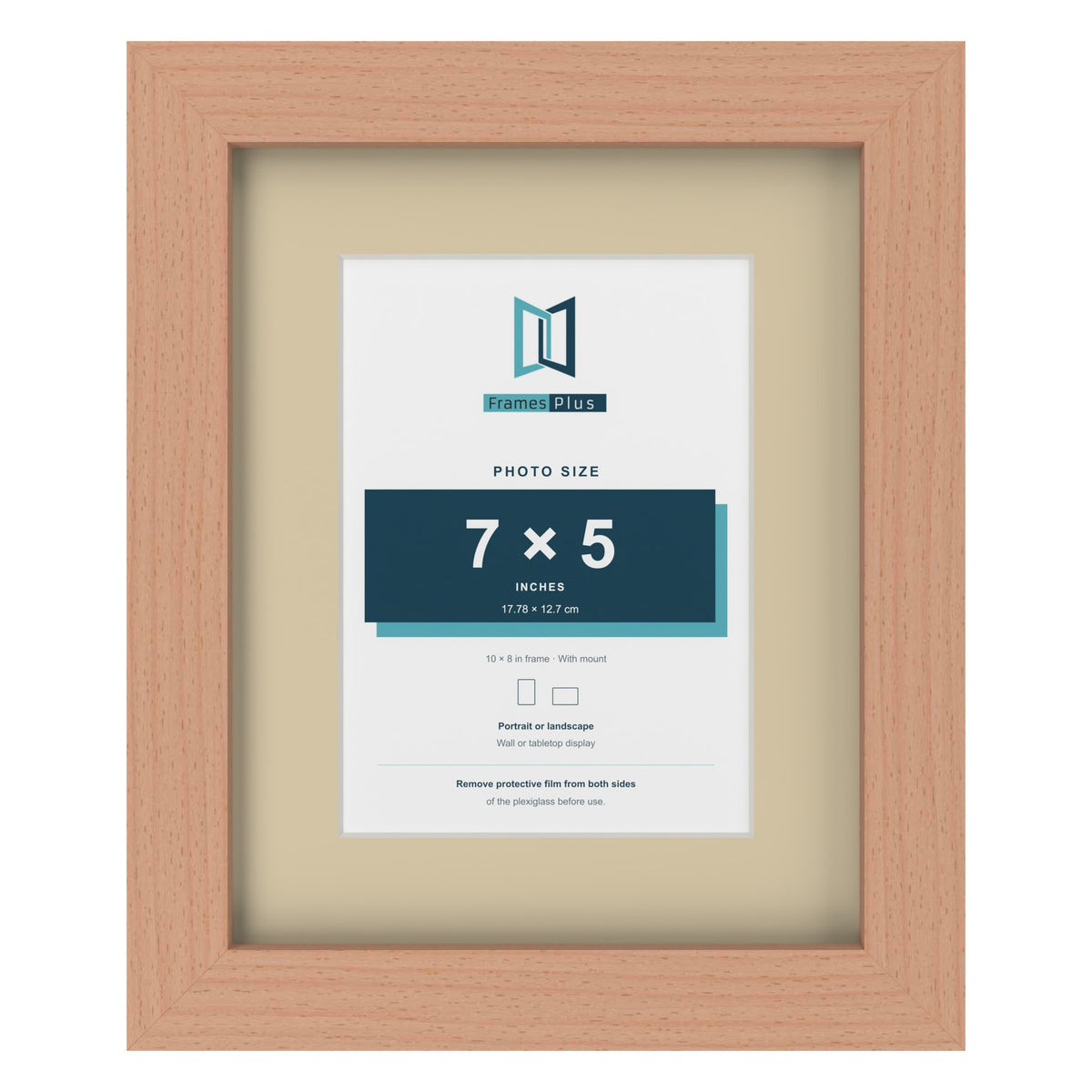 Beech 10 x 8 inch picture frame with an ivory mount for a 7 x 5 inch photo