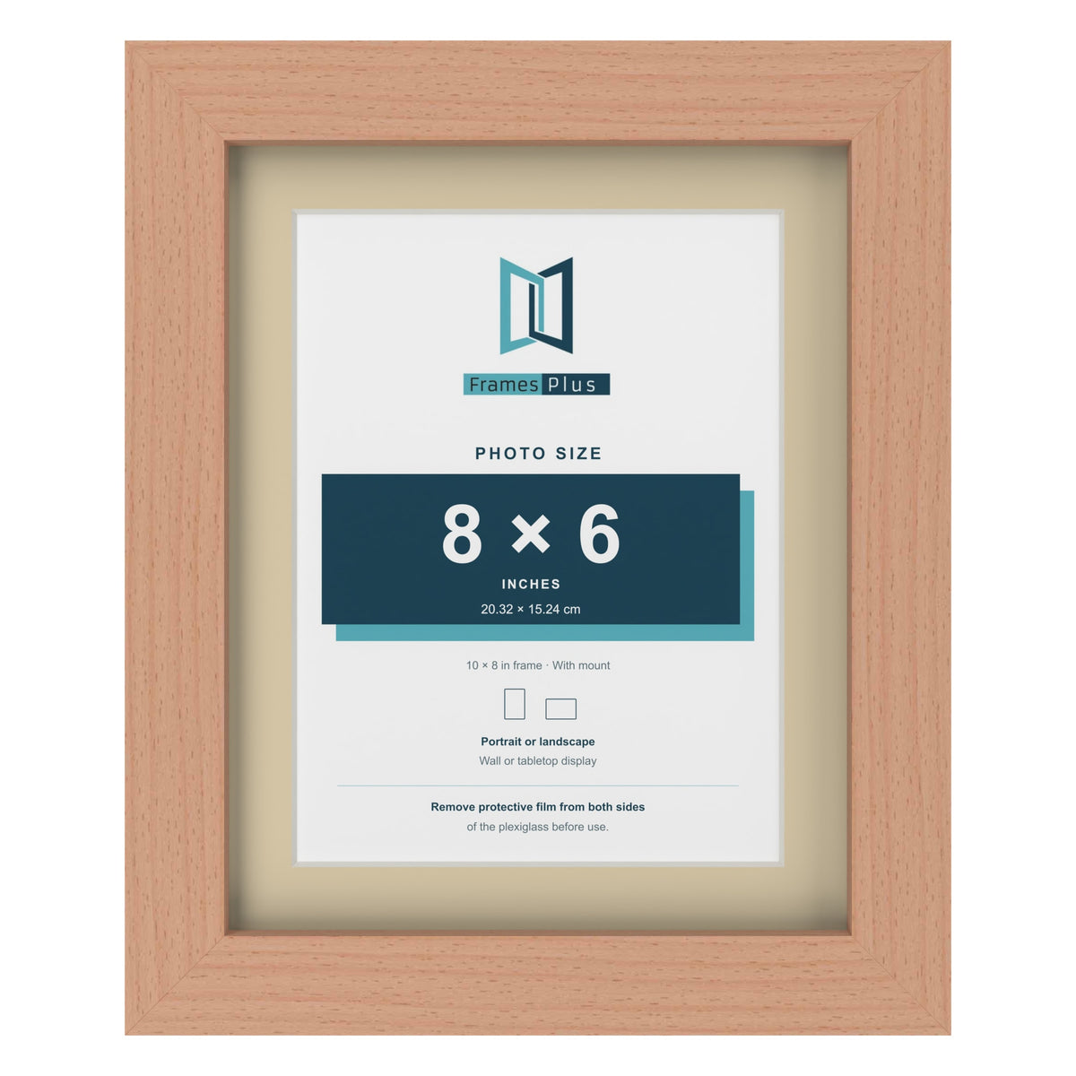 Beech 10 x 8 inch picture frame with an ivory mount for an 8 x 6 inch photo