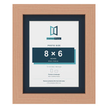 Beech 10 x 8 inch picture frame with a Pacific Blue mount for an 8 x 6 inch photo