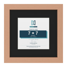 Beech 11 x 11 inch picture frame with a black mount for a 7 x 7 inch photo