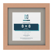 Beech 11 x 11 inch picture frame with a Dawn Grey mount for an 8 x 8 inch photo
