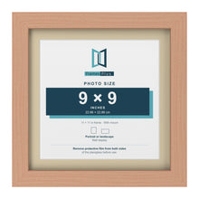 Beech 11 x 11 inch picture frame with an ivory mount for a 9 x 9 inch photo