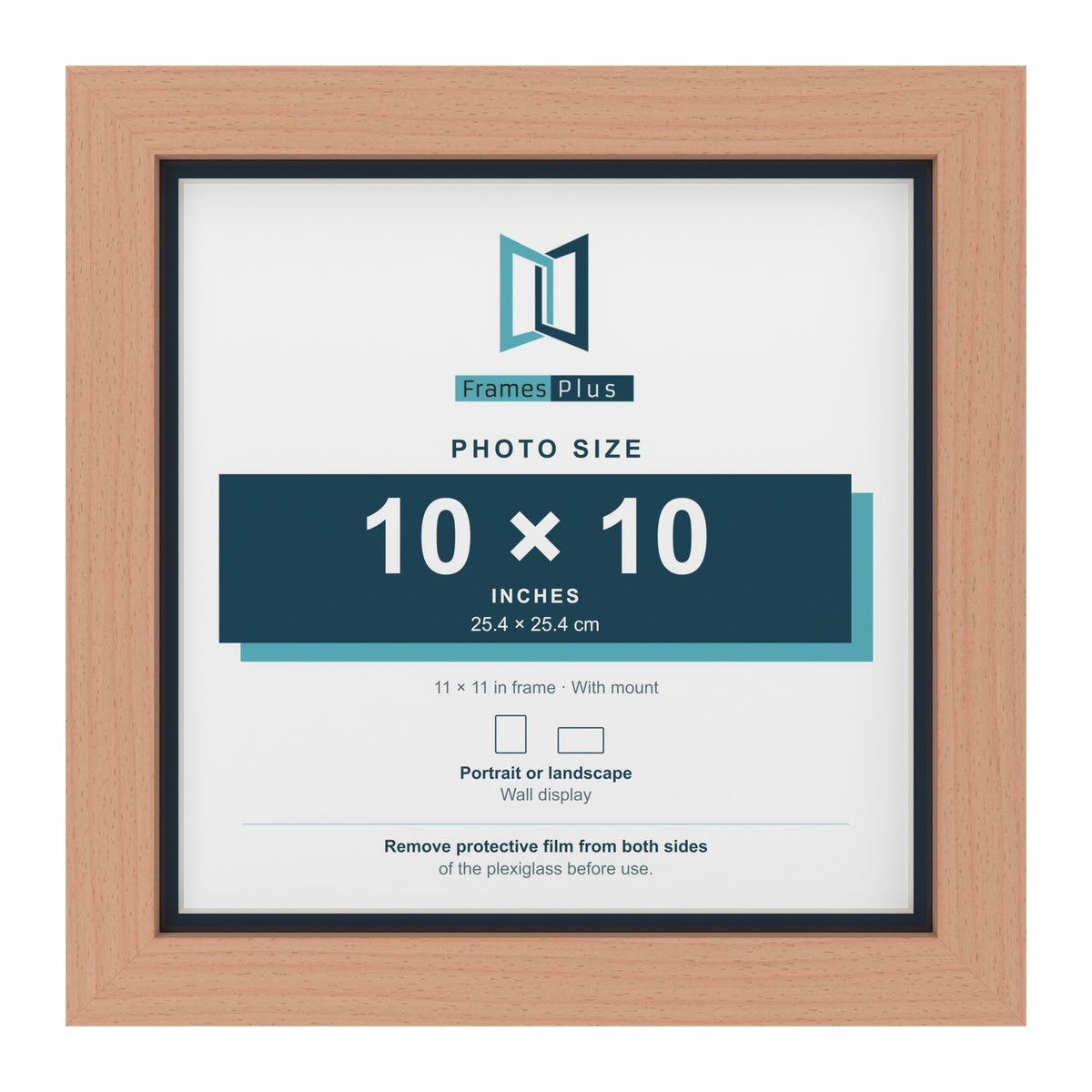 Beech 11 x 11 inch picture frame with a Pacific Blue mount for a 10 x 10 inch photo