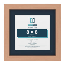 Beech 11 x 11 inch picture frame with a Pacific Blue mount for an 8 x 8 inch photo