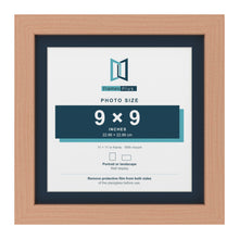 Beech 11 x 11 inch picture frame with a Pacific Blue mount for a 9 x 9 inch photo