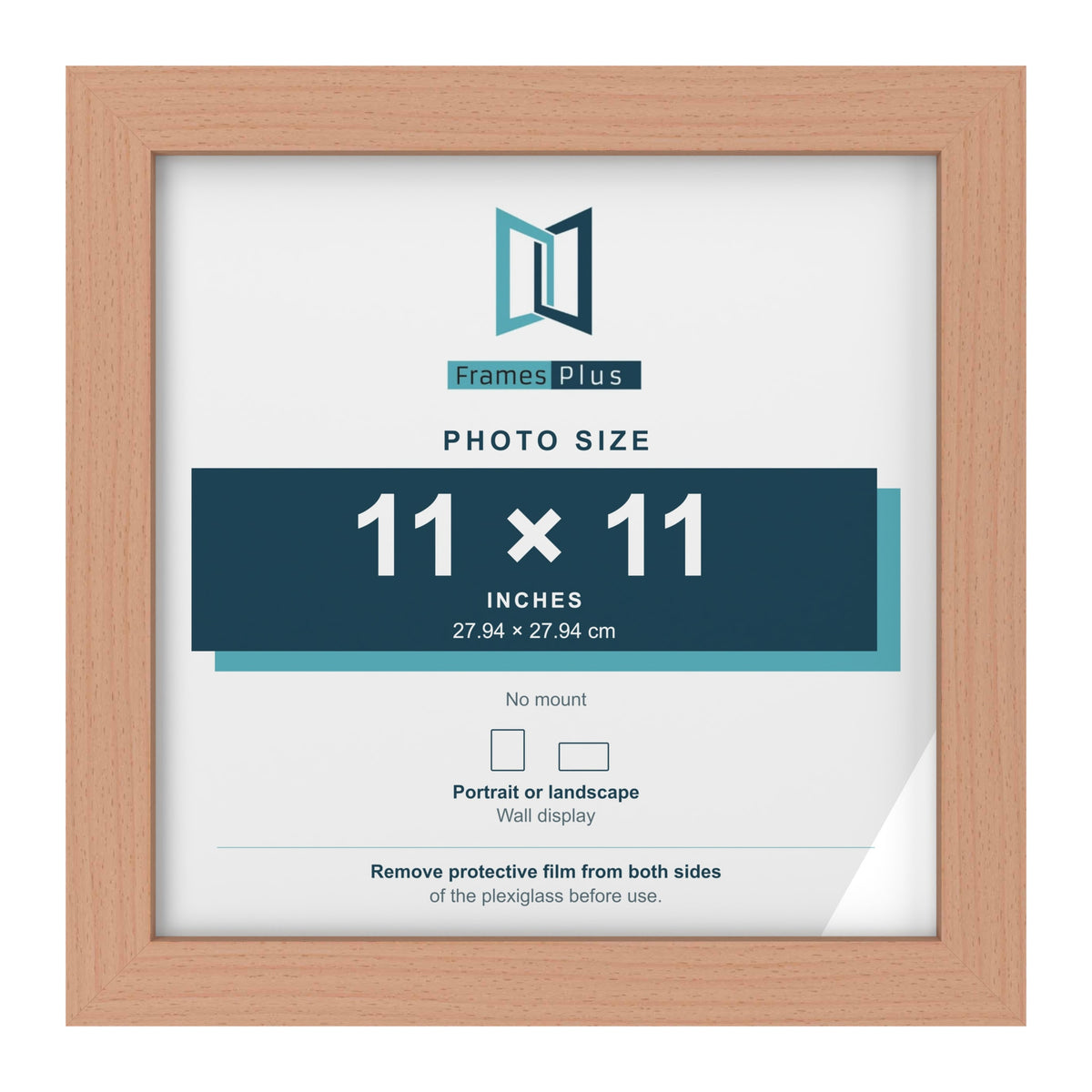 Beech picture frame for a 11 x 11 inch photo