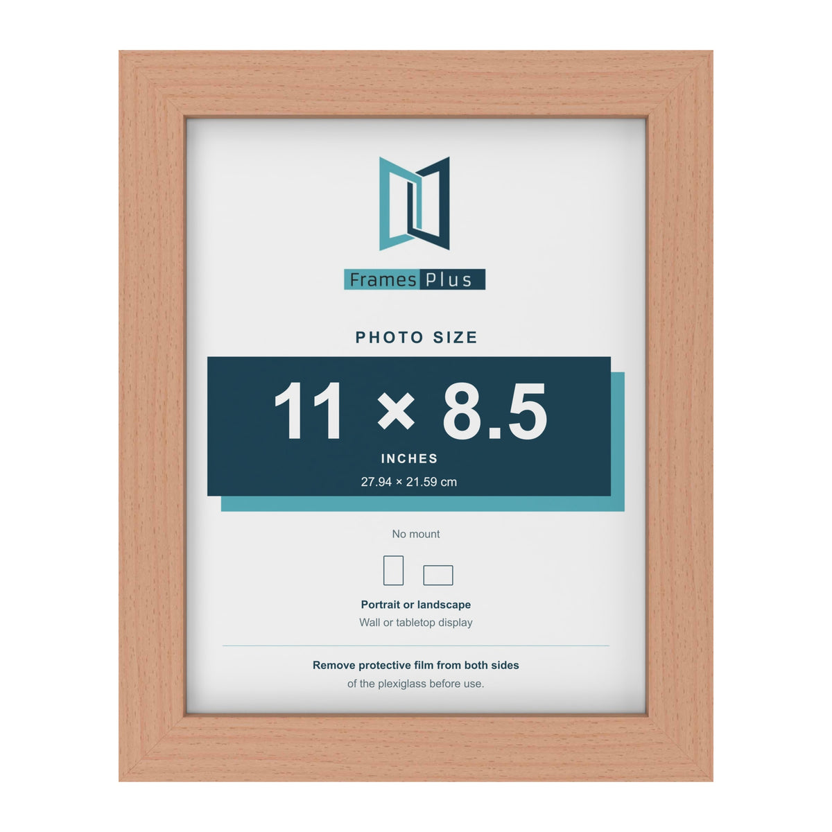 Beech picture frame for an 11 x 8.5 inch photo