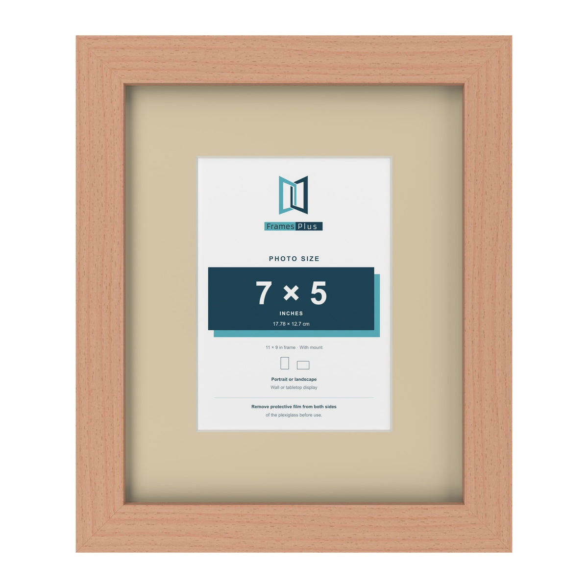 Beech 11 x 9 inch picture frame with an ivory mount for a 7 x 5 inch photo