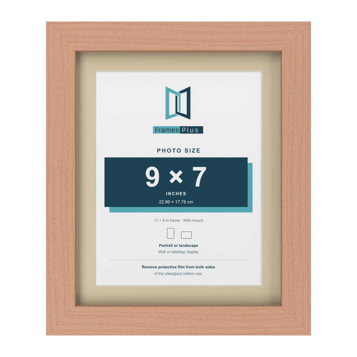 Beech 11 x 9 inch picture frame with an ivory mount for a 9 x 7 inch photo