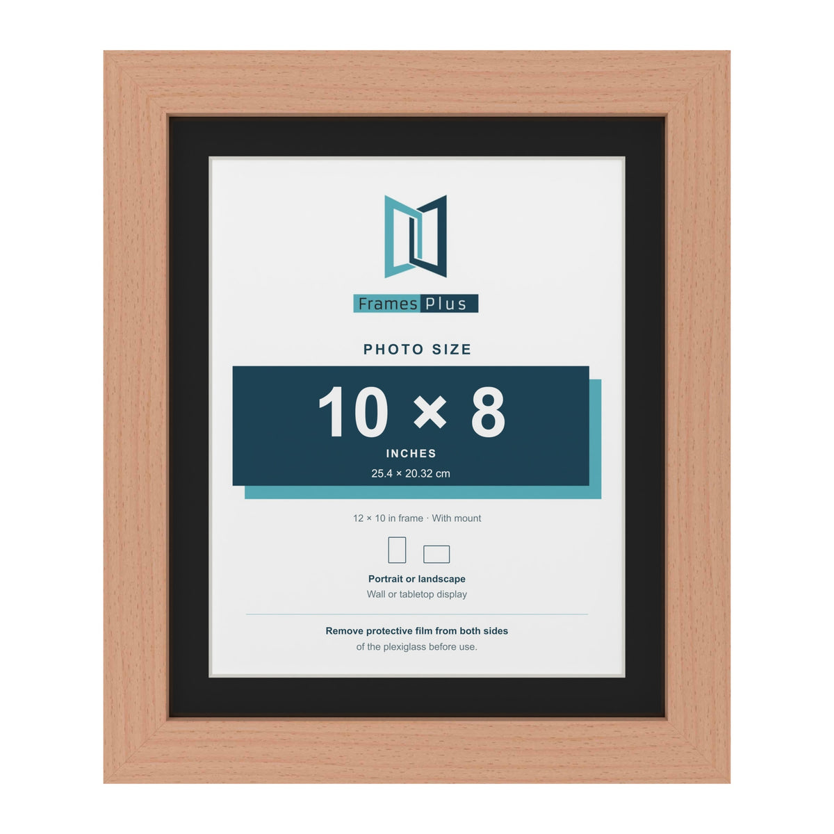 Beech 12 x 10 inch picture frame with a black mount for a 10 x 8 inch photo