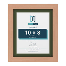 Beech 12 x 10 inch picture frame with a green mount for a 10 x 8 inch photo