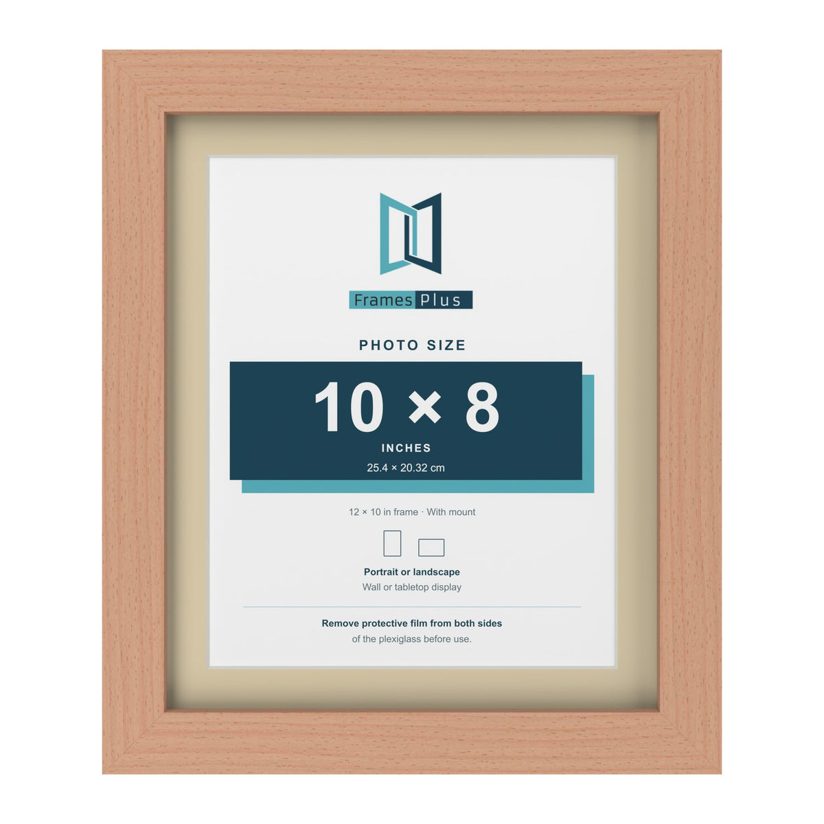 Beech 12 x 10 inch picture frame with an ivory mount for a 10 x 8 inch photo