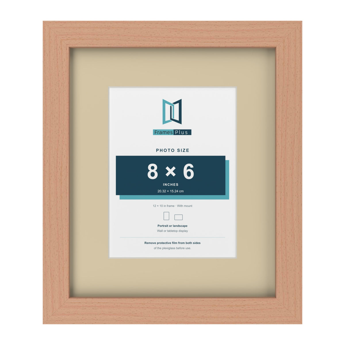 Beech 12 x 10 inch picture frame with an ivory mount for an 8 x 6 inch photo