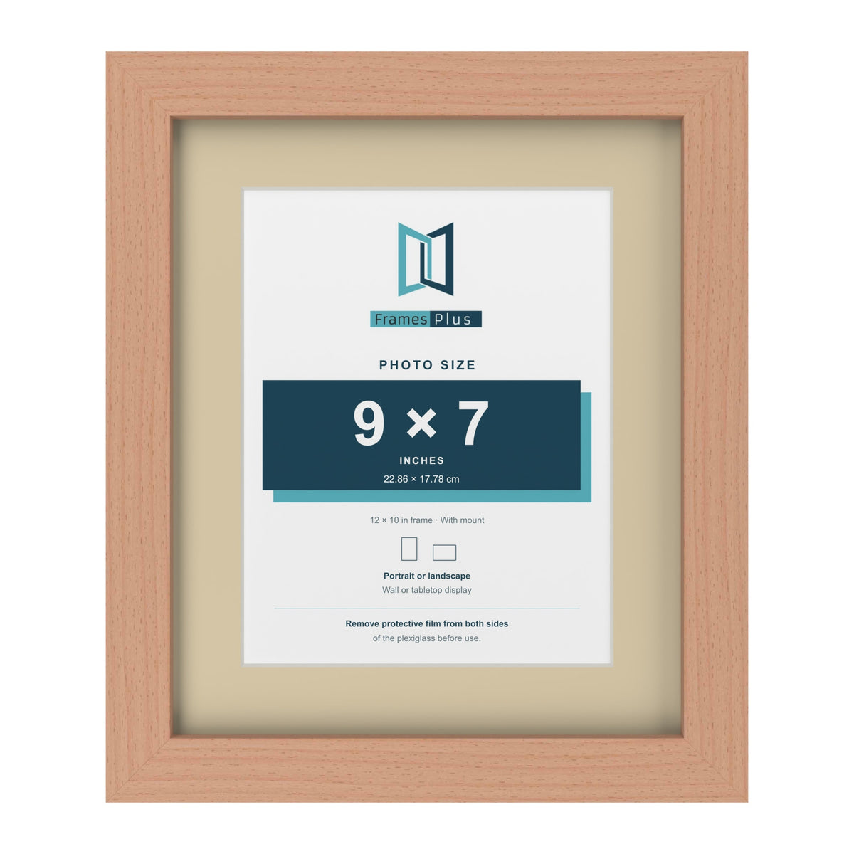 Beech 12 x 10 inch picture frame with an ivory mount for a 9 x 7 inch photo