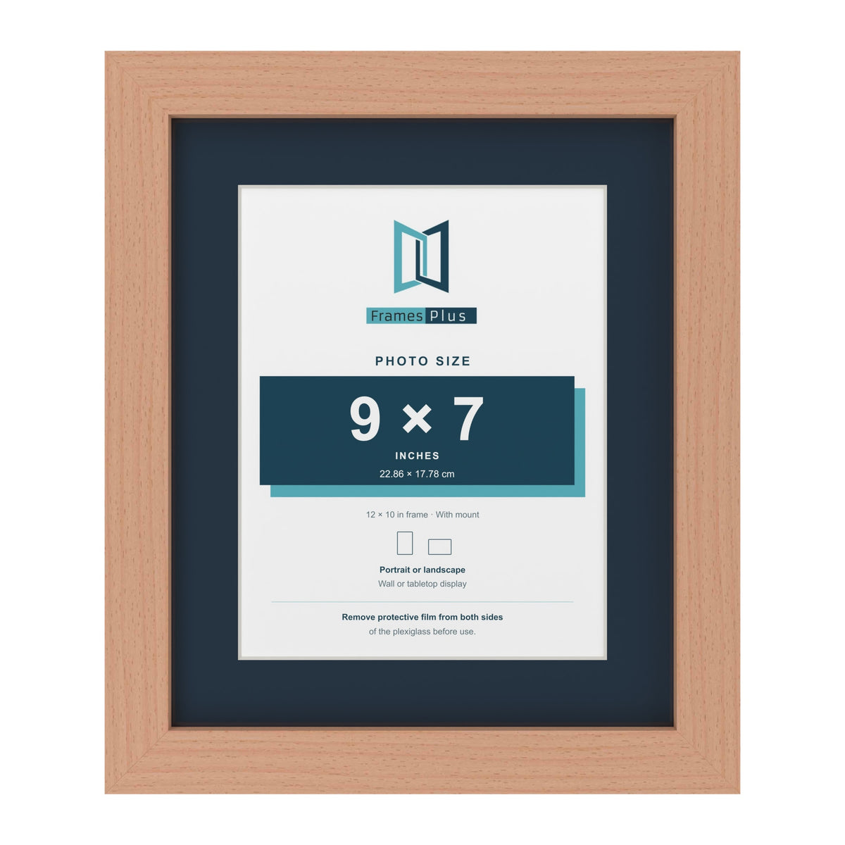 Beech 12 x 10 inch picture frame with a Pacific Blue mount for a 9 x 7 inch photo