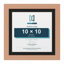 Beech 12 x 12 inch picture frame with a black mount for a 10 x 10 inch photo