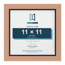 Beech 12 x 12 inch picture frame with a black mount for an 11 x 11 inch photo