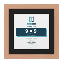 Beech 12 x 12 inch picture frame with a black mount for a 9 x 9 inch photo